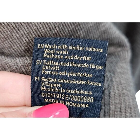 Riley Knit Sweater Merino Wool Womens Size Medium 8 10 Heather Brown V Neck Soft - Picture 6 of 7